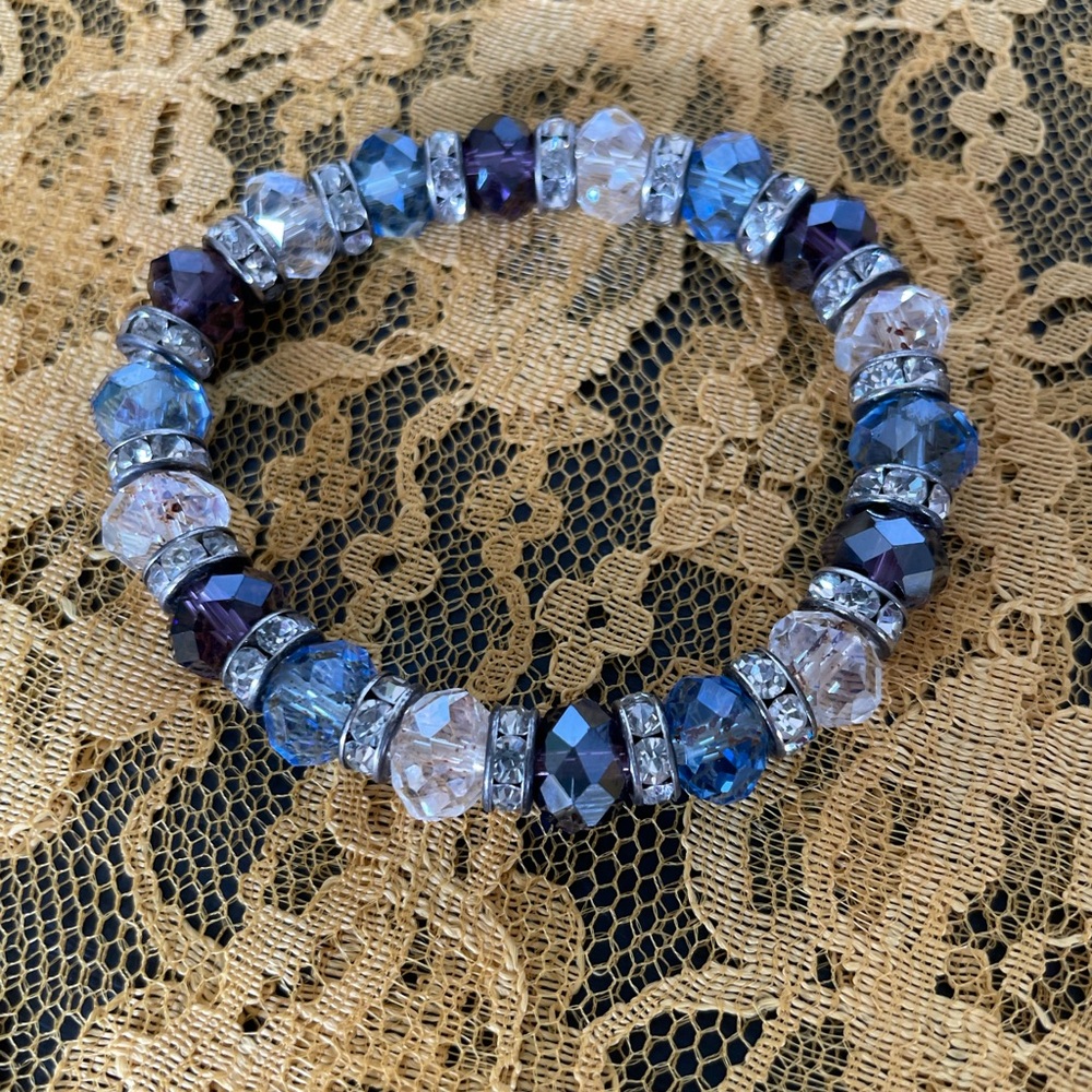 Multicolor Crystal Stretch Beaded Bracelet